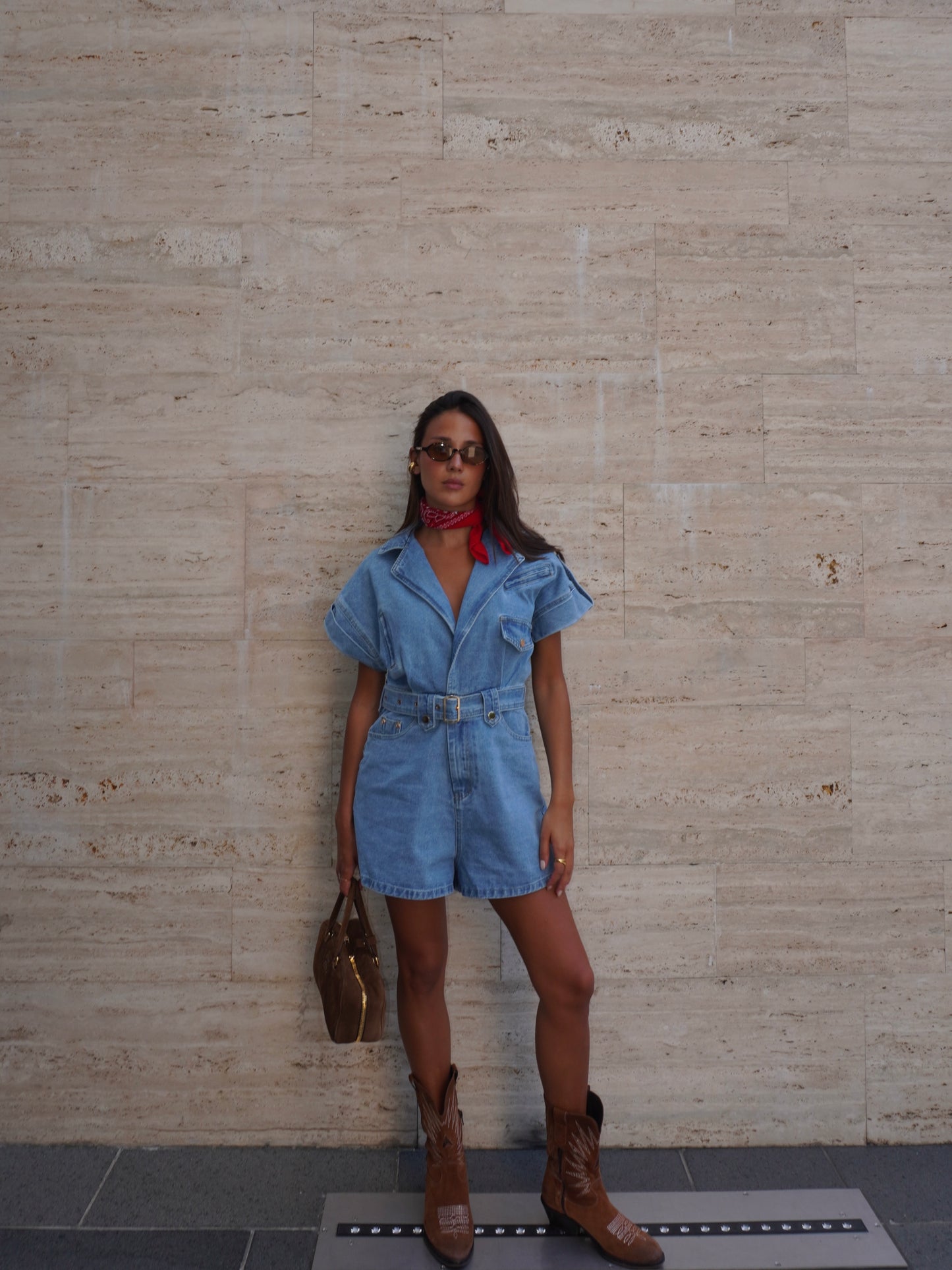 TUTINA IN DENIM CON CINTURA