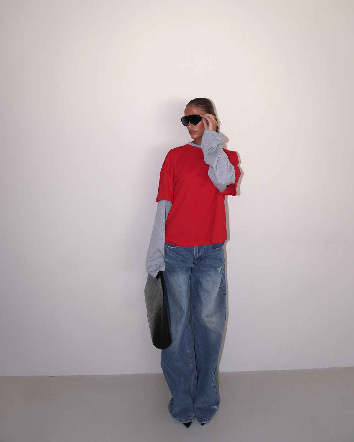 T-SHIRT DOUBLE SLEEVE A CONTRASTO LUMINA