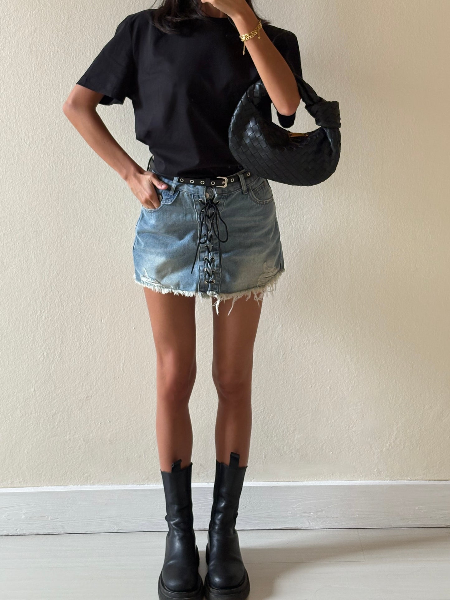 PANTAGONNA IN DENIM STRINGATO