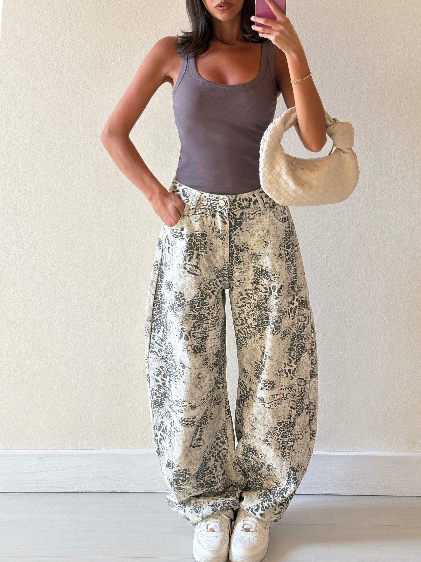 JEANS BALLOON ANIMALIER SFUMATO