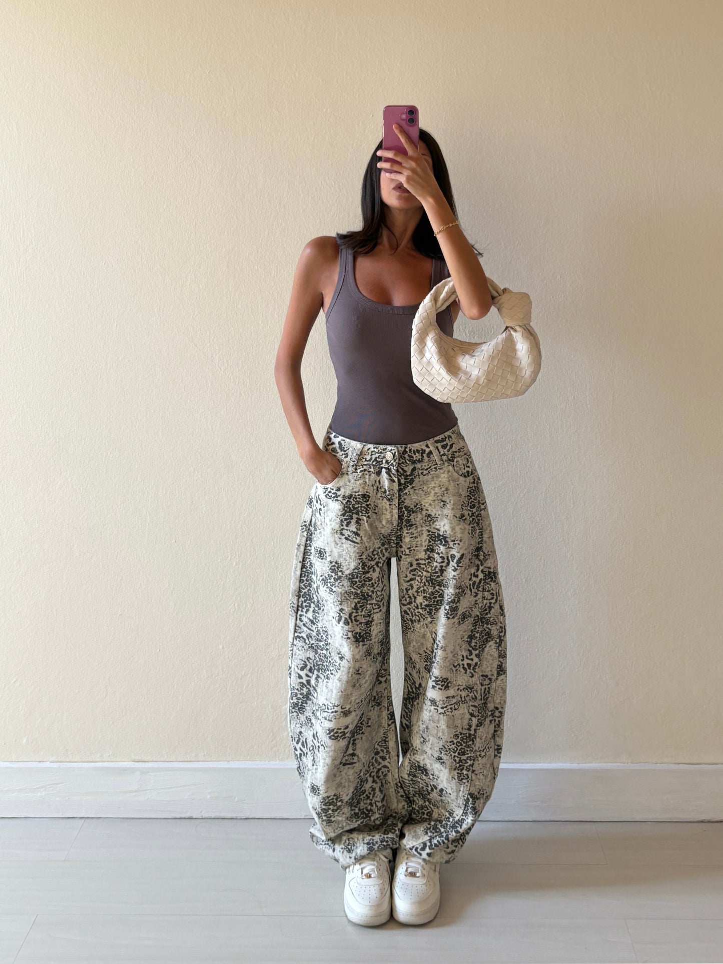 JEANS BALLOON ANIMALIER SFUMATO