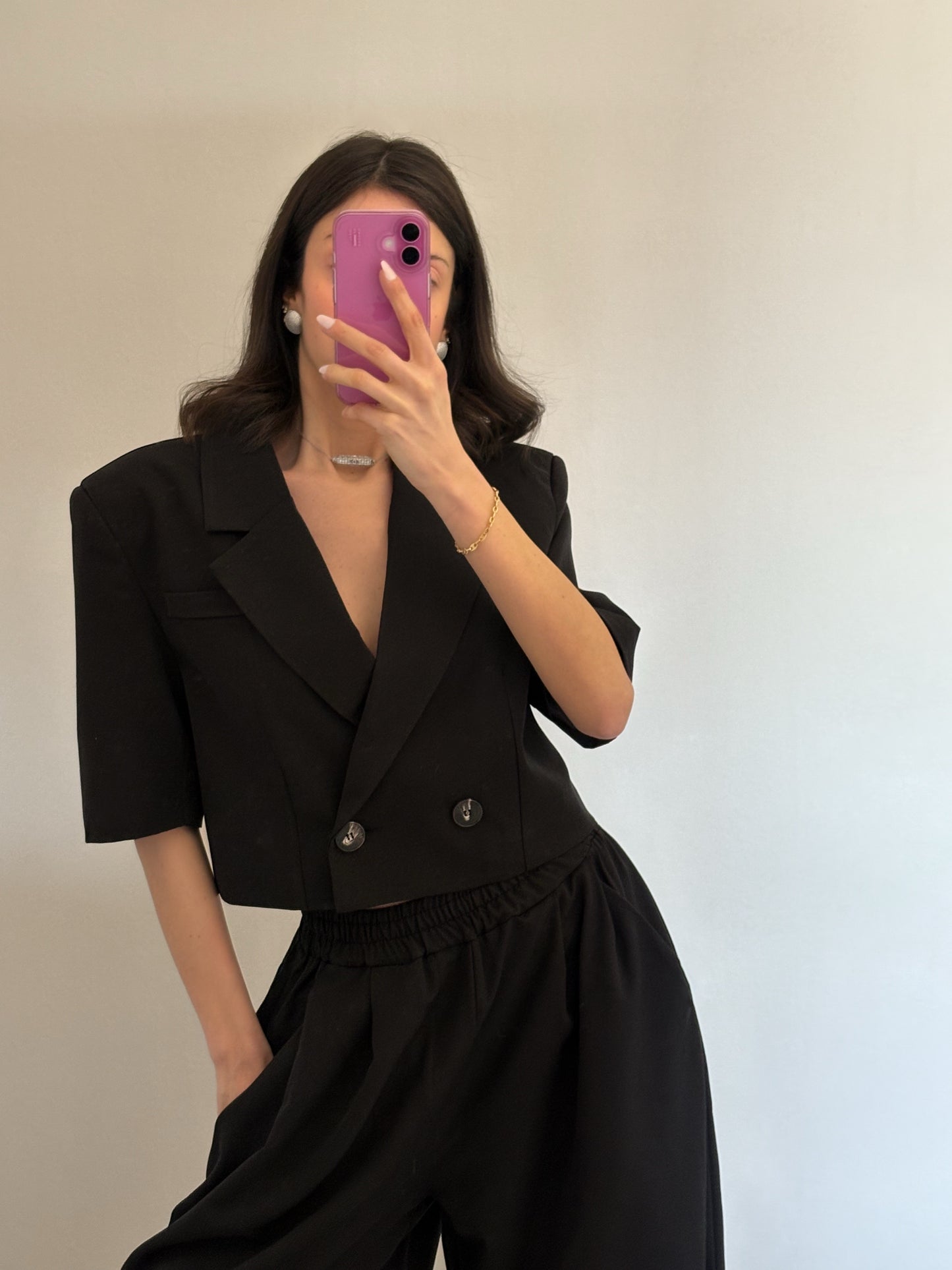 BLAZER CROP MANICHE CORTE