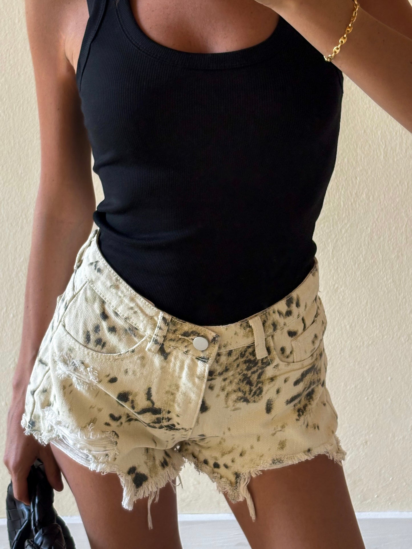 SHORTS IN DENIM ANIMALIER