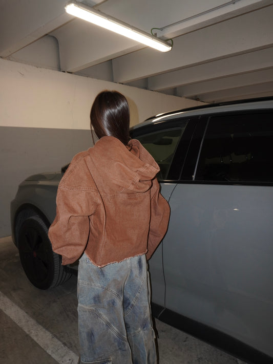 FELPA CON CAPPUCCIO IN DENIM