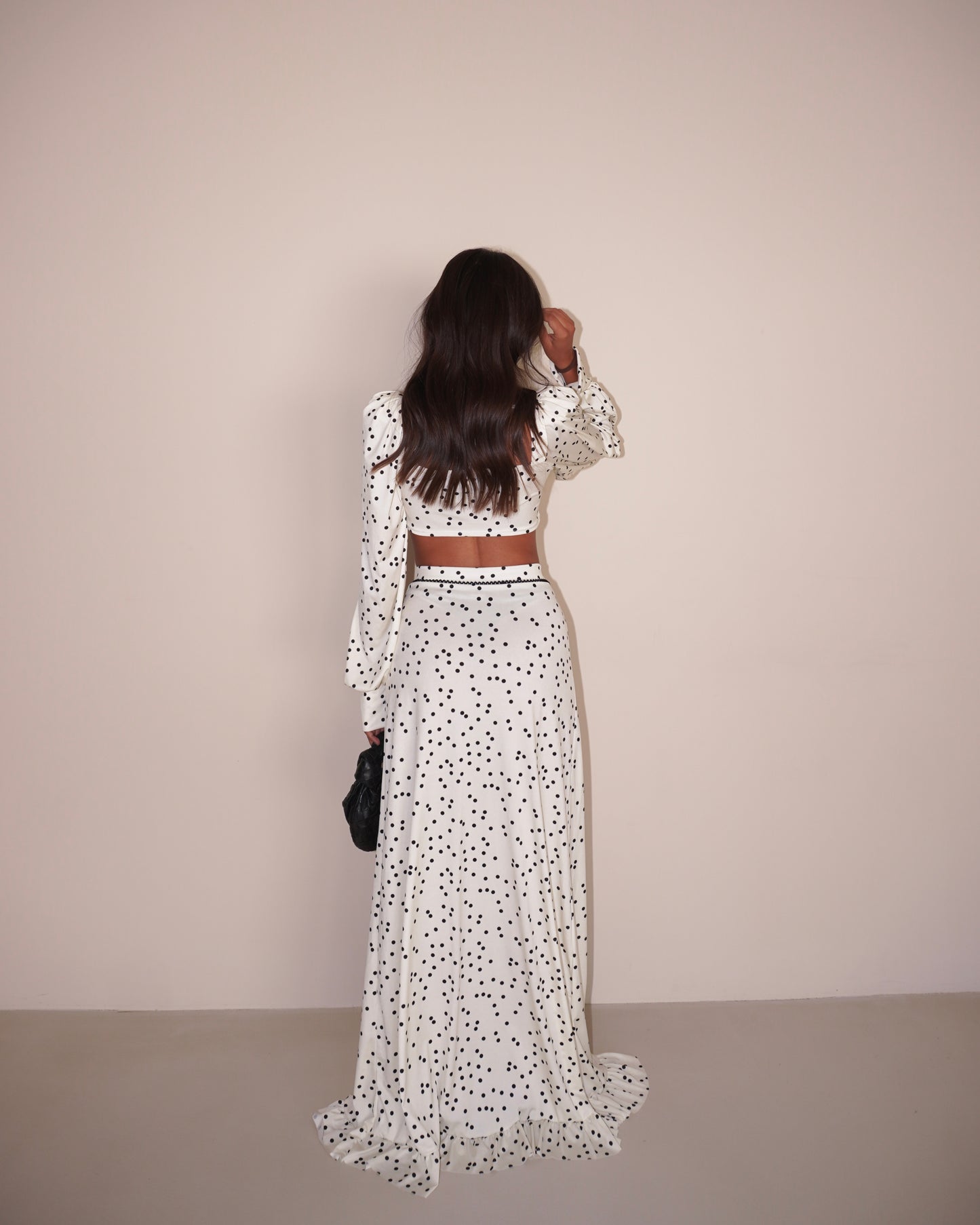 COORDINATO A POIS TOP E GONNA LUNGA