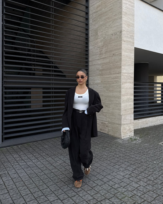 PANTALONE GAMBA LARGA CON PINCES LUMINA