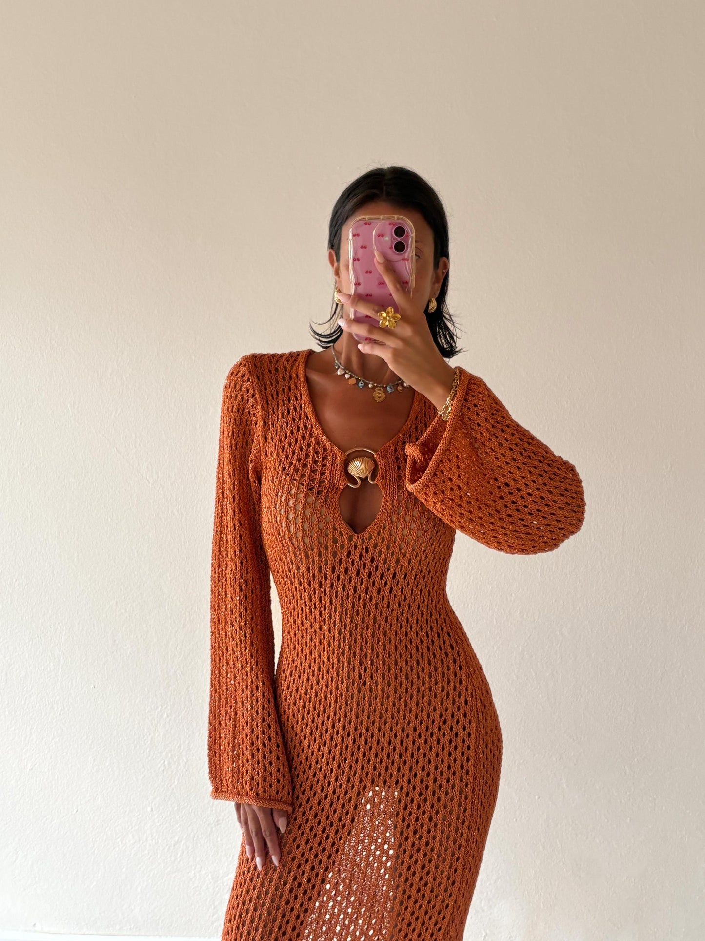 COPRICOSTUME LUNGO IN LUREX CON GIOIELLO