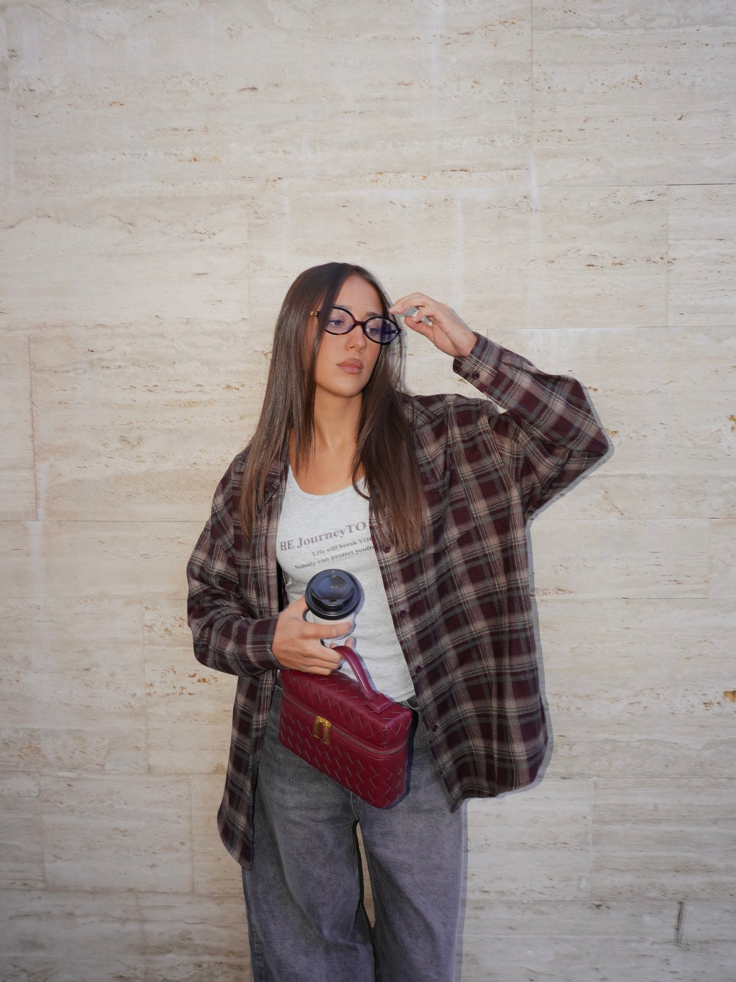 CAMICIA OVER A QUADRI CON CANOTTA