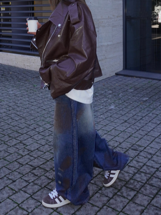 JEANS BAGGY EFFETTO ROVINATO