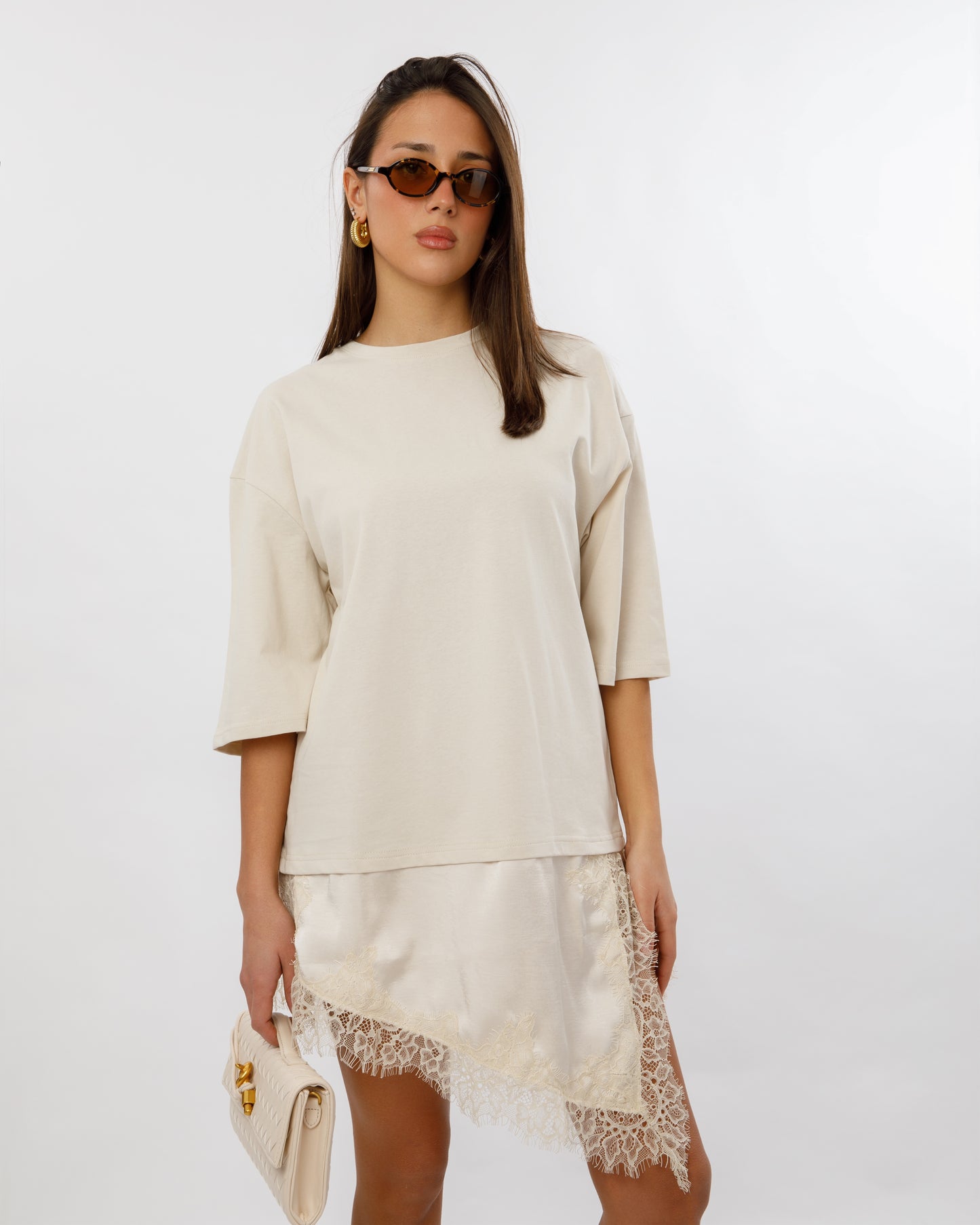 T-SHIRT COMBINATA IN PIZZO