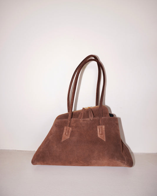 BORSA A SPALLA IN PELLE SCAMOSCIATA