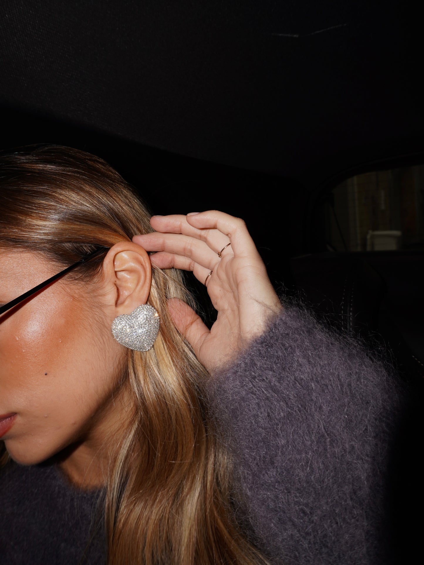 ORECCHINI CUORE STRASS MAXI