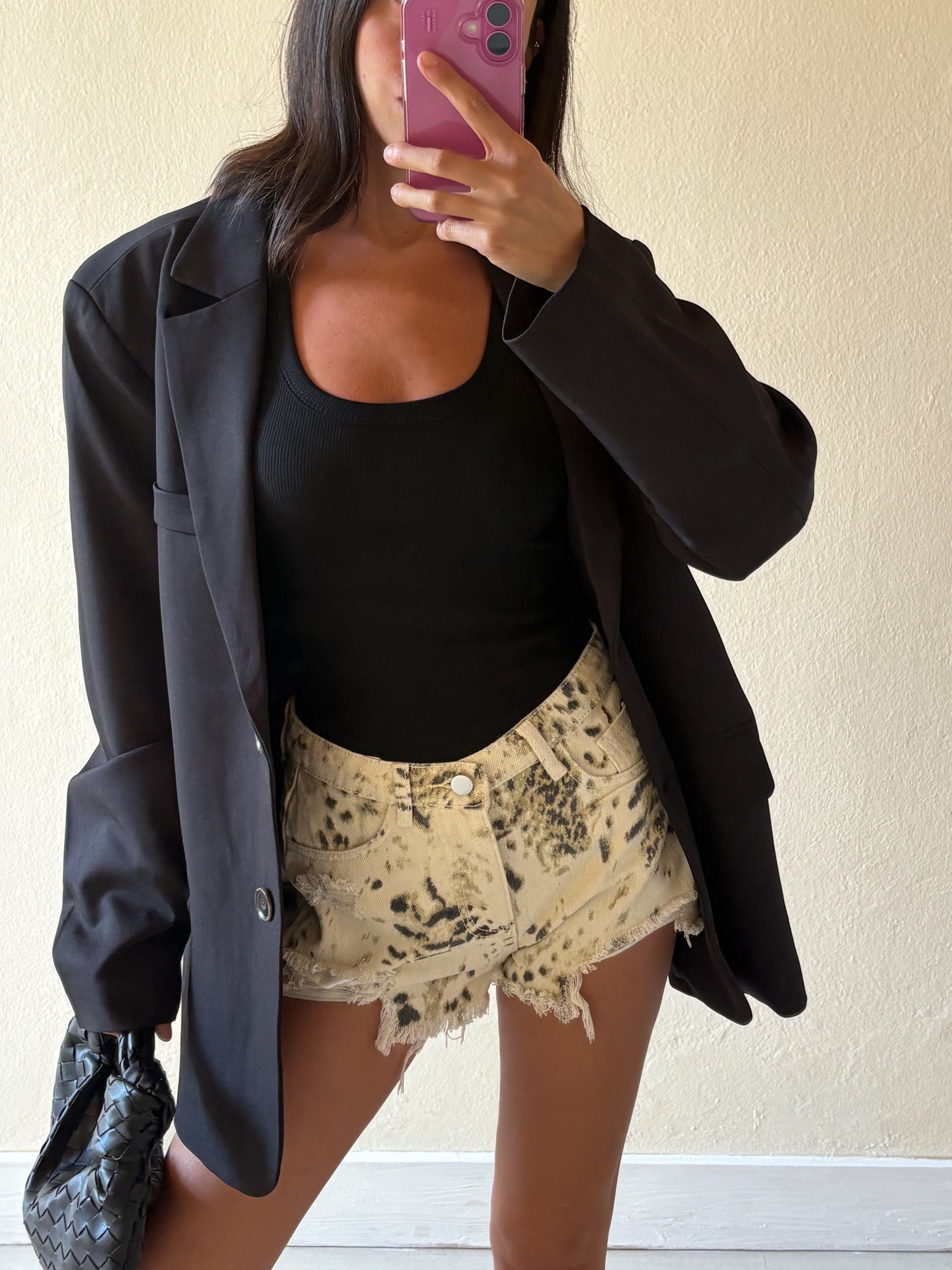 SHORTS IN DENIM ANIMALIER