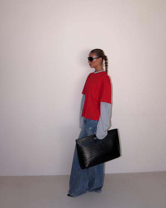 T-SHIRT DOUBLE SLEEVE A CONTRASTO LUMINA