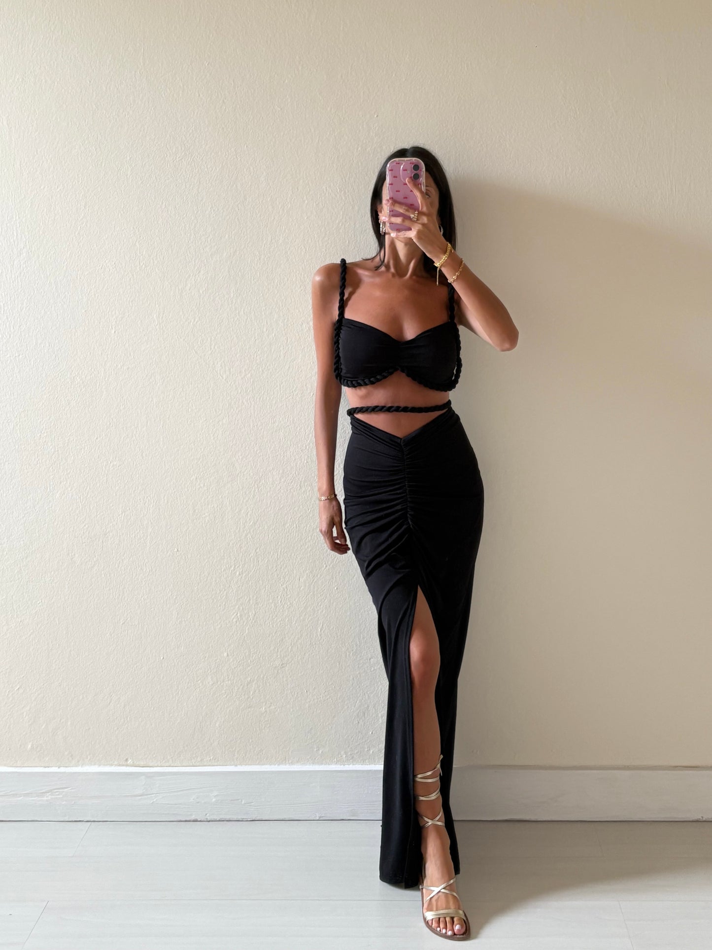 TWIN-SET TOP E GONNA LUNGA