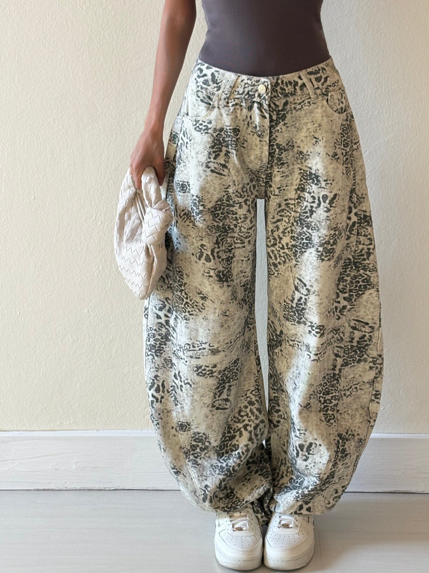 JEANS BALLOON ANIMALIER SFUMATO
