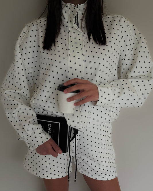 COMPLETO GIACCA E SHORTS A POIS