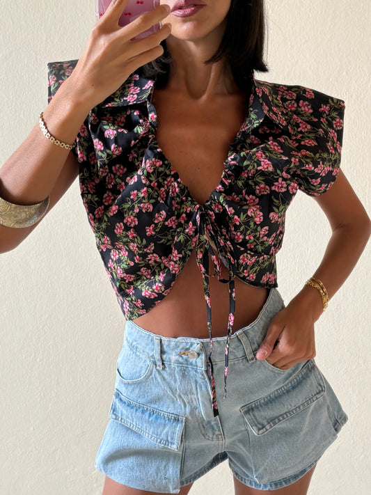 TOP FLOREALE CON SPALLINE IMBOTTITE