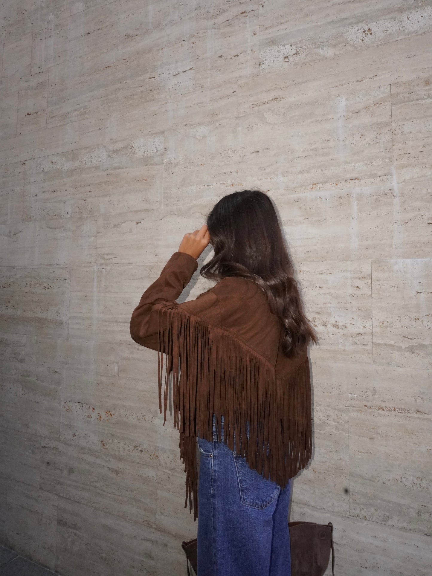 CHIODO IN SIMIL CAMOSCIO CON FRANGE