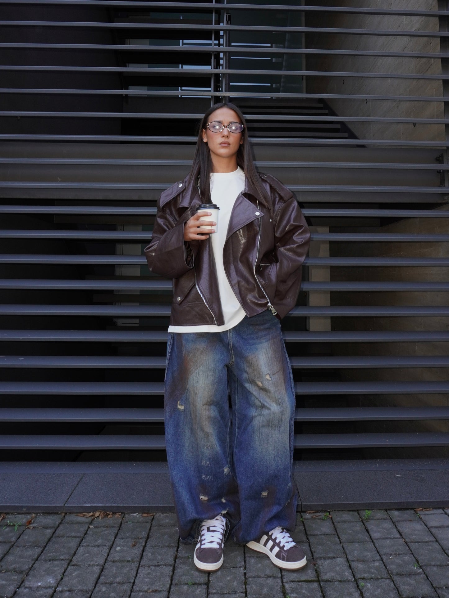 JEANS BAGGY EFFETTO ROVINATO