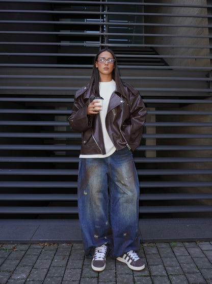 JEANS BAGGY EFFETTO ROVINATO