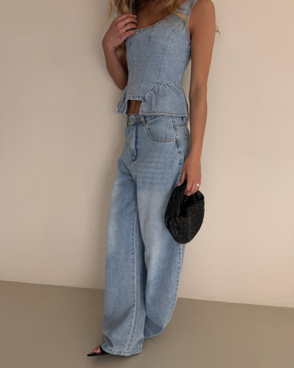 COMPLETO IN DENIM TOP E PANTALONE