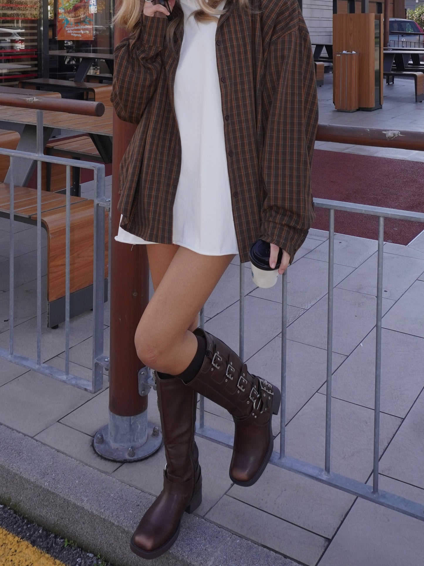 STIVALE BIKER IN ECOPELLE CON FIBBIE