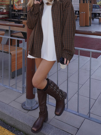 STIVALE BIKER IN ECOPELLE CON FIBBIE