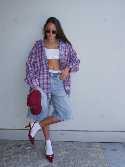 CAMICIA A QUADRI CON CAPPUCCIO