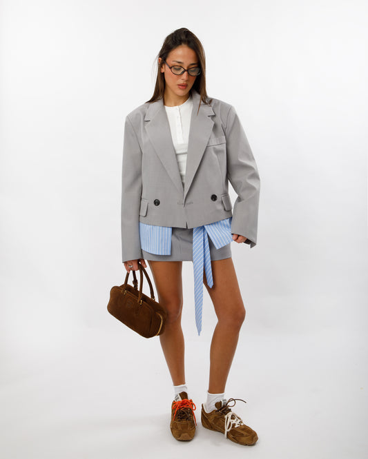 BLAZER CROP CON INSERTO CAMICIA