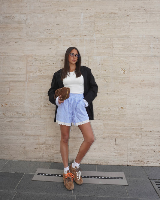 SHORTS A RIGHE CON PIZZO