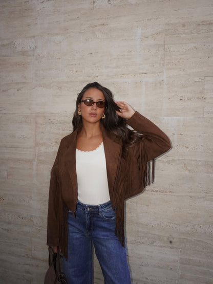 CHIODO IN SIMIL CAMOSCIO CON FRANGE