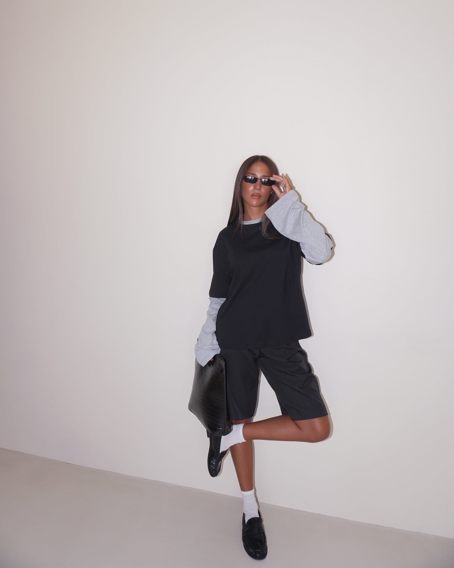 T-SHIRT DOUBLE SLEEVE A CONTRASTO LUMINA