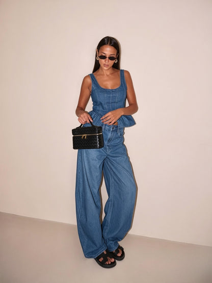 COMPLETO IN DENIM TOP E PANTALONE