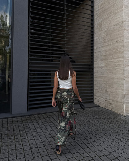 PANTALONE CARGO CAMOUFLAGE FLOREALE LUMINA