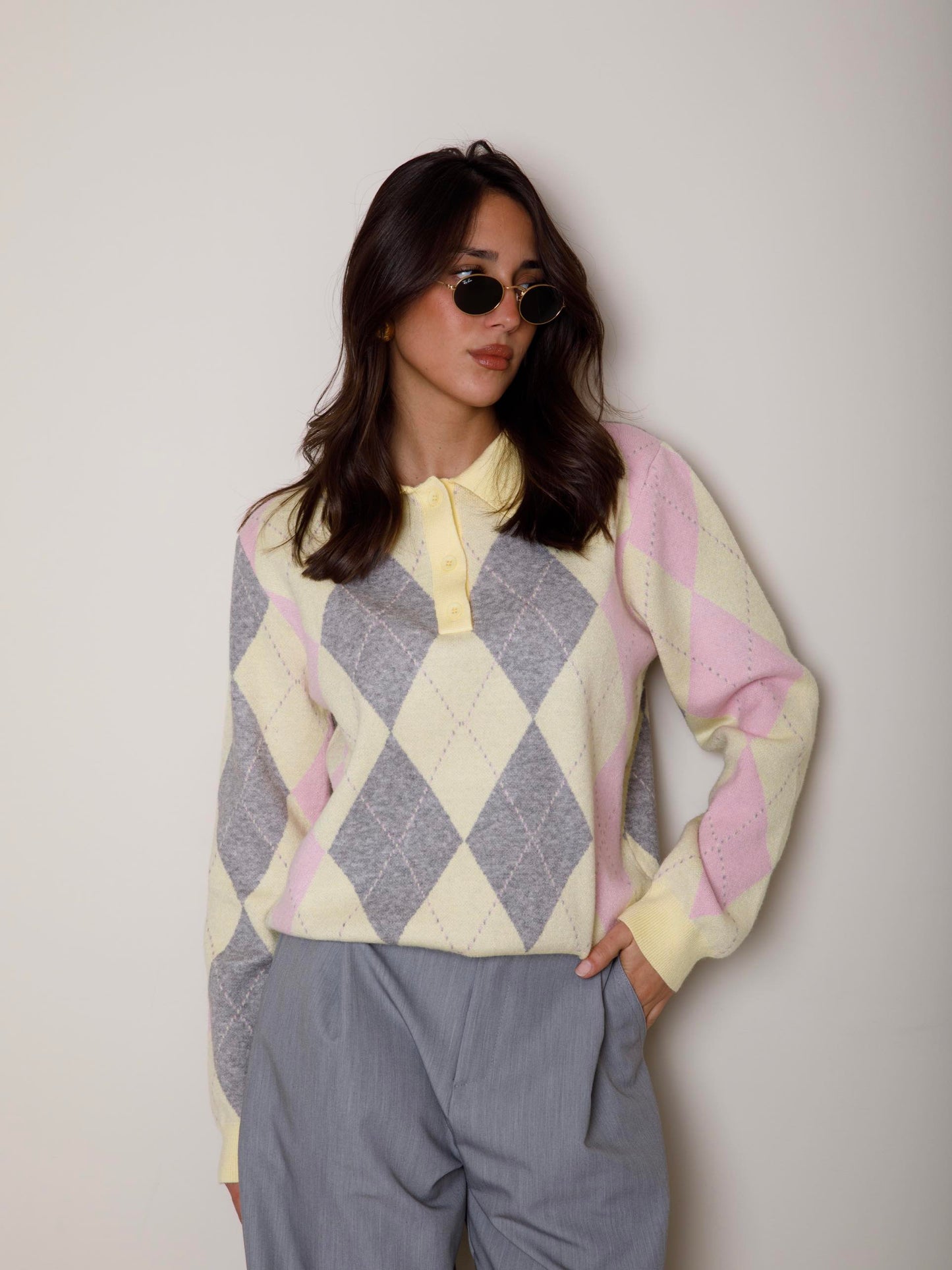 POLO IN MAGLIA CON ROMBI