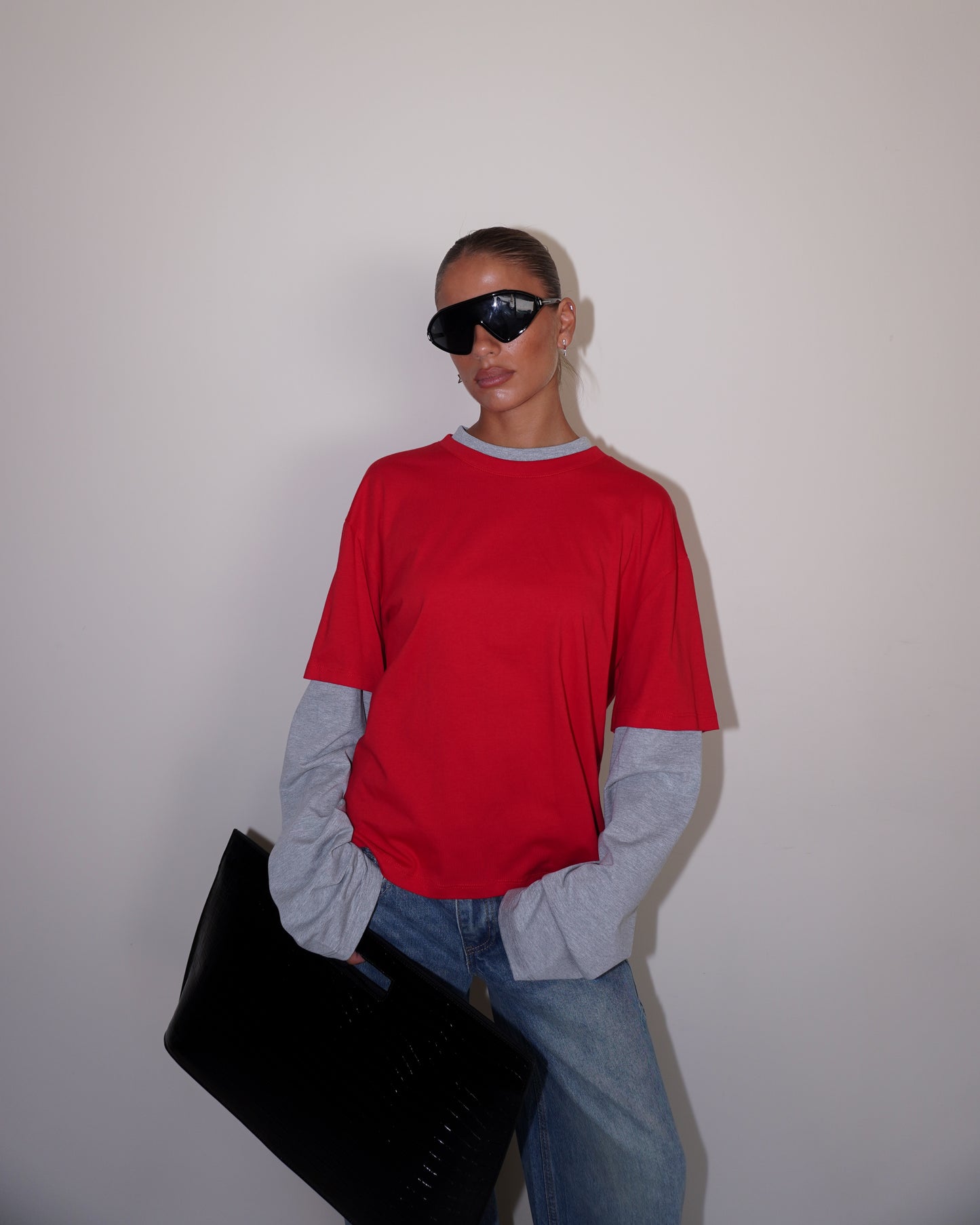 T-SHIRT DOUBLE SLEEVE A CONTRASTO LUMINA