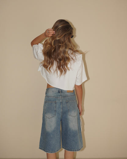 BERMUDA IN DENIM CON DOPPIE TASCHE