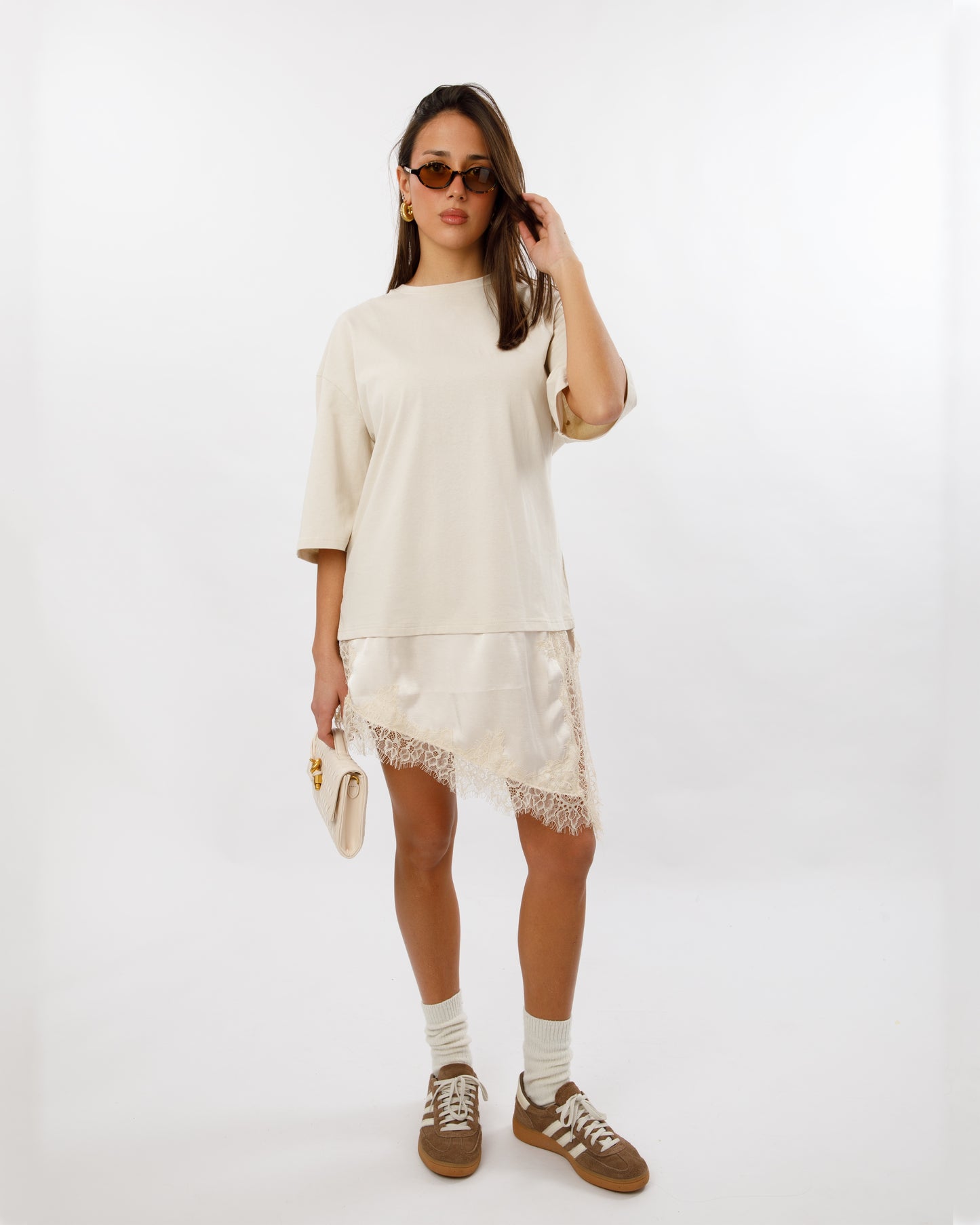 T-SHIRT COMBINATA IN PIZZO