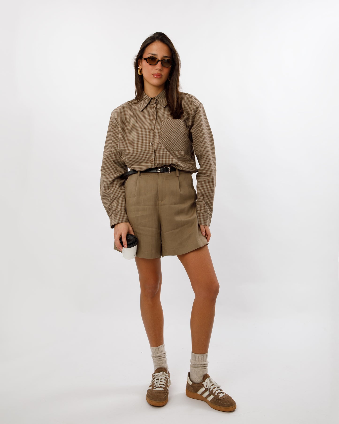 CAMICIA CON SPALLE IMBOTTITE A QUADRI