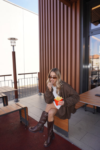 STIVALE BIKER IN ECOPELLE CON FIBBIE