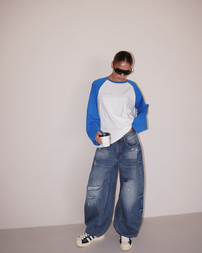 T-SHIRT BICOLOR MANICHE LUNGHE