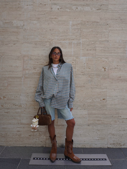 CAMICIA A QUADRI CON SPALLINE IMBOTTITE