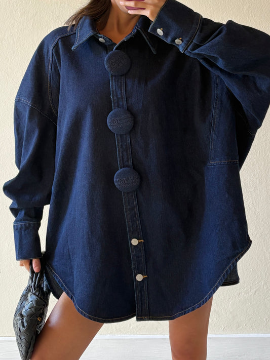 CAMICIA OVER IN DENIM CON BOTTONI