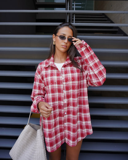 CAMICIA A QUADRI CON STRASS