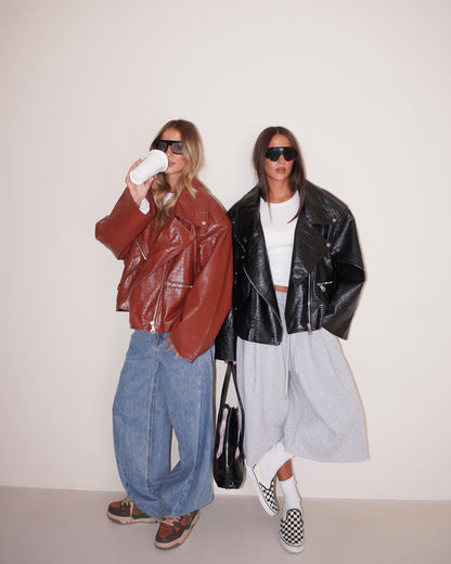GIACCA BIKER STAMPA COCCO