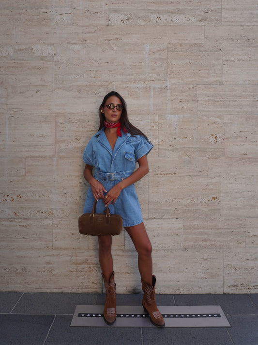 TUTINA IN DENIM CON CINTURA