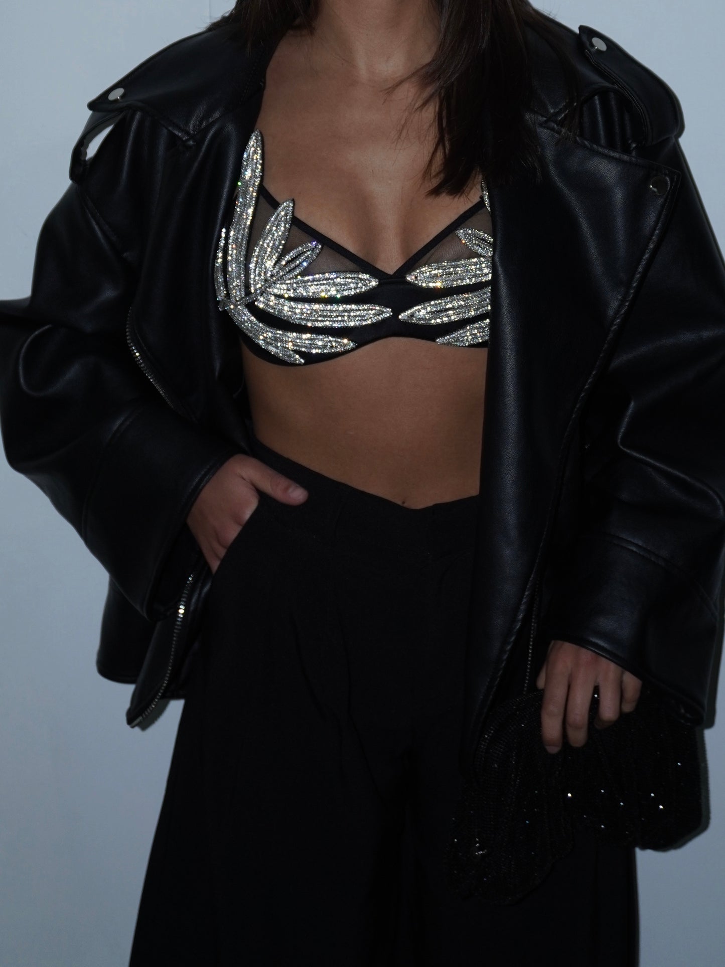 TOP STRASS FOGLIA