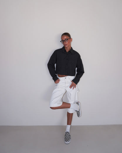 CAMICIA CROP CON FANTASIA A QUADRI