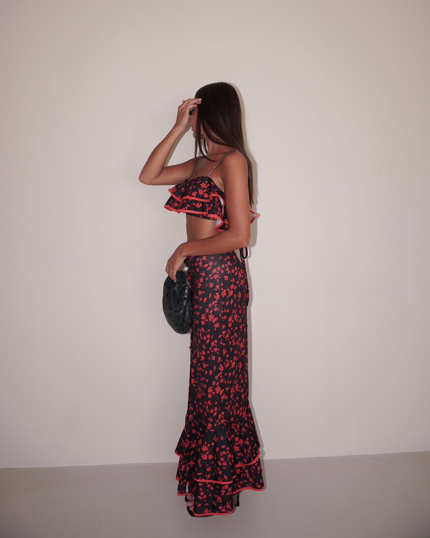 TWIN-SET TOP E GONNA A FIORI